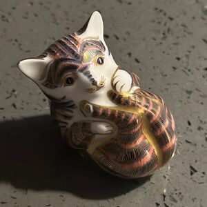Royal Crown Derby - Bone China Tabby Cat On Back